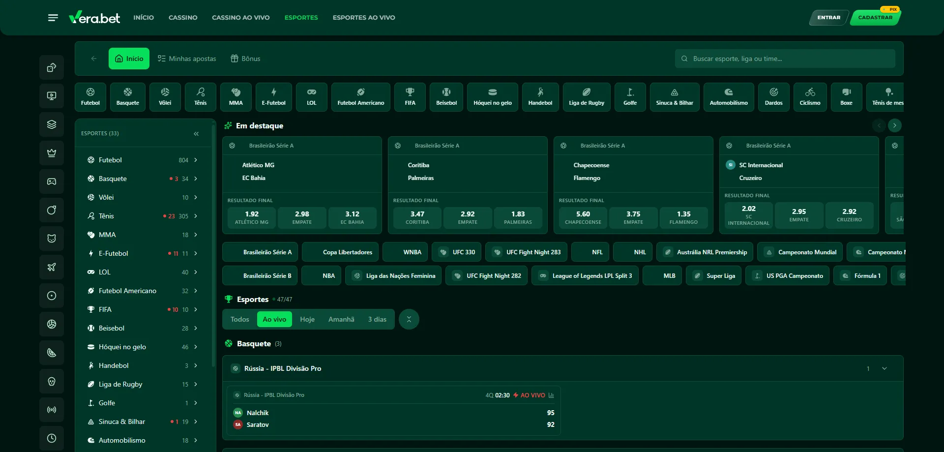 Verabet apostas esportivas — futebol, basquete e eSports no Brasil