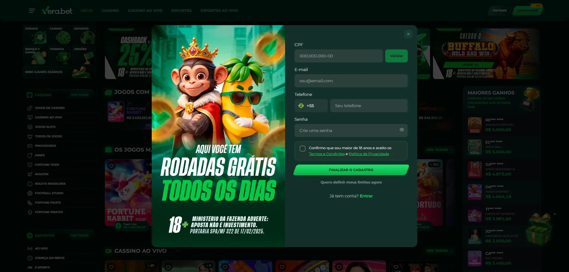 Verabet cadastro — como criar conta na plataforma oficial